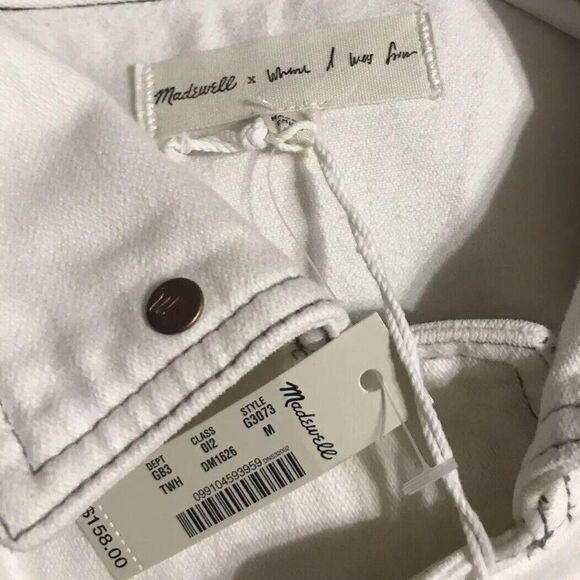 NWT SUPER CUTE ! Madewell x Where I Was From Women's White JEAN Jacket M - Picture 5 of 6